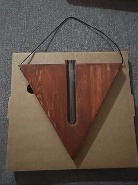 Wooden Triangle Wall Vase - Rustic Brown Hanging Vase